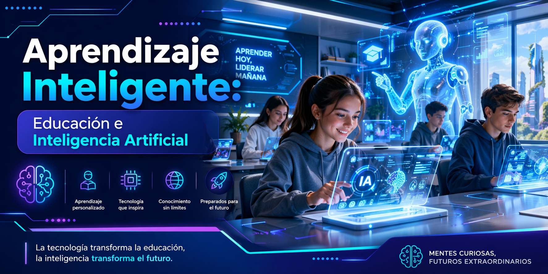 Banner llamativo sobre el aprendizaje inteligente